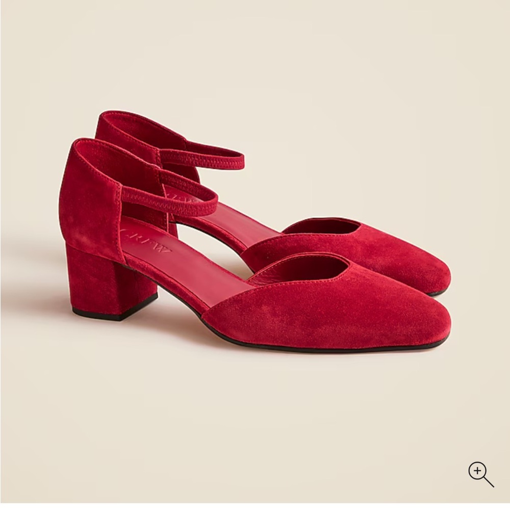 New J Crew Mollie elastic-strap heels in suede size 9 Red Dahlia